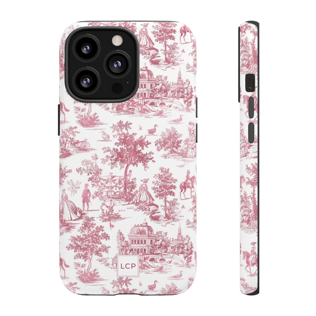 Personalized Custom French Toile Tough Cute Phone Case For Apple iPhone 18, 17, 16, 15 14, Pro Max, Samsung Galaxy S26, S25, S24 Plus Ultra