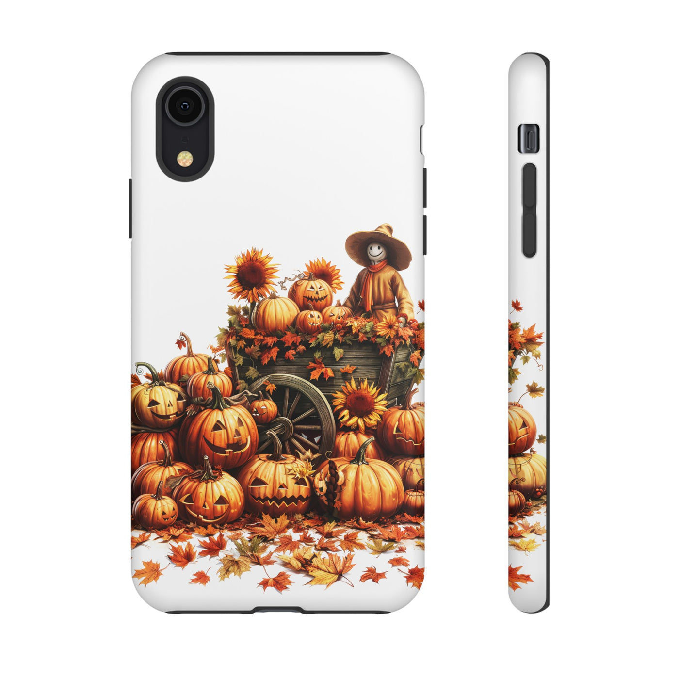 Impact Resistant, Fall Leaves Scarecrow, Cute Phone Cases for Samsung S24, S23, S22, S21, IPhone 15 pro Iphone 14 pro Iphone 13 IPhone 12 Iphone 11