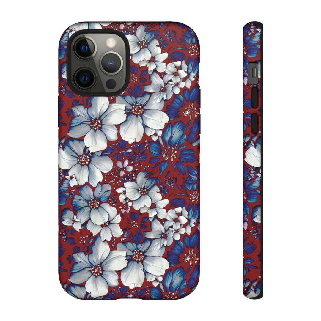 Cute IPhone Case | Red Blue Flowers, iPhone 15 Case | iPhone 15 Pro Case, Iphone 14 Case, Iphone 14 Pro Max Case, Protective Iphone Case - Studio40ParkLane