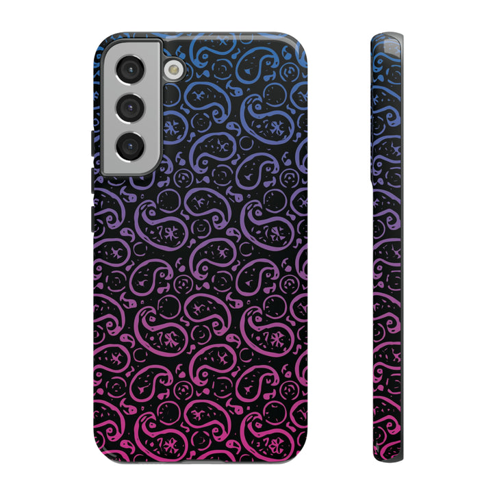 Cool Phone Case | Aesthetic Phone Case | Paisley Blue Pink Black | For Samsung Galaxy S23, S22, S21, S20 | Luxury Double Layer | Cute - Studio40ParkLane