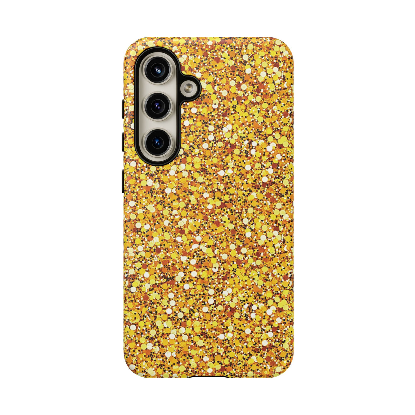 Chic Gold Faux Play on Glitter Effect Cute Phone Case, for IPhone 16 pro Max | Iphone 15, Iphone 14, IPhone 13 Case, 11 8 7, Samsung Galaxy S24, S23, S22, S21, 2 Layer Protection