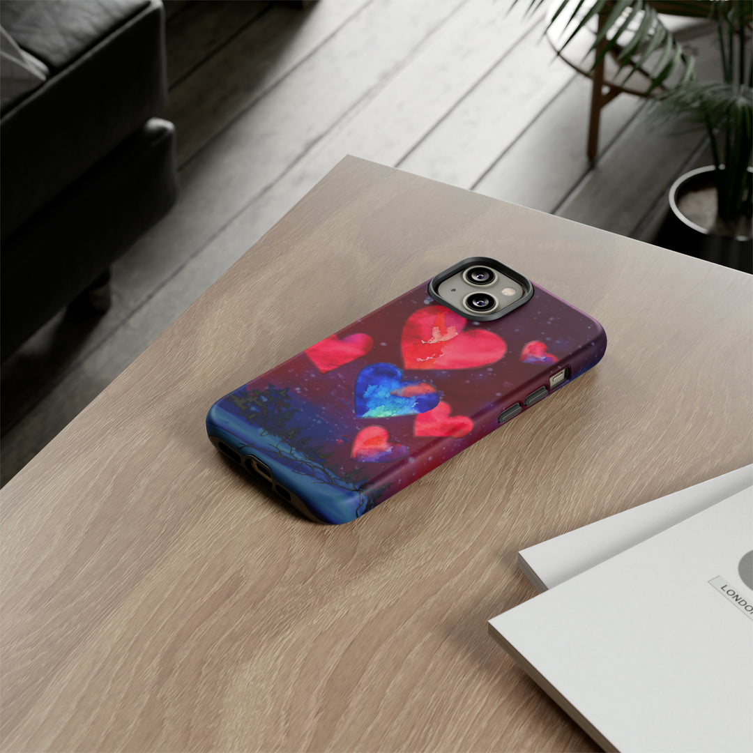 Cute IPhone Case | Rising Heart Love Night, iPhone 15 Case | iPhone 15 Pro Case, Iphone 14 Case, Iphone 14 Pro Max Case, Iphone 13 Case - Studio40ParkLane