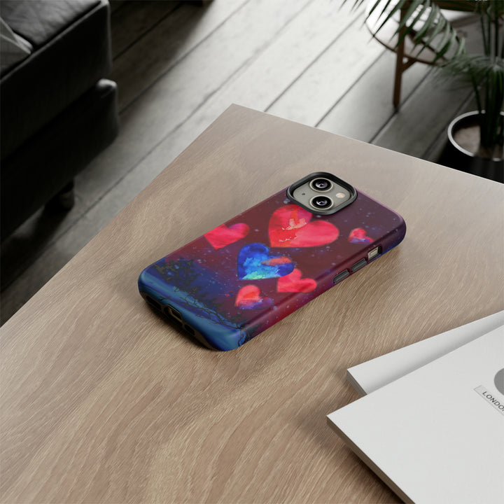 Cute IPhone Case | Rising Heart Love Night, iPhone 15 Case | iPhone 15 Pro Case, Iphone 14 Case, Iphone 14 Pro Max Case, Iphone 13 Case - Studio40ParkLane