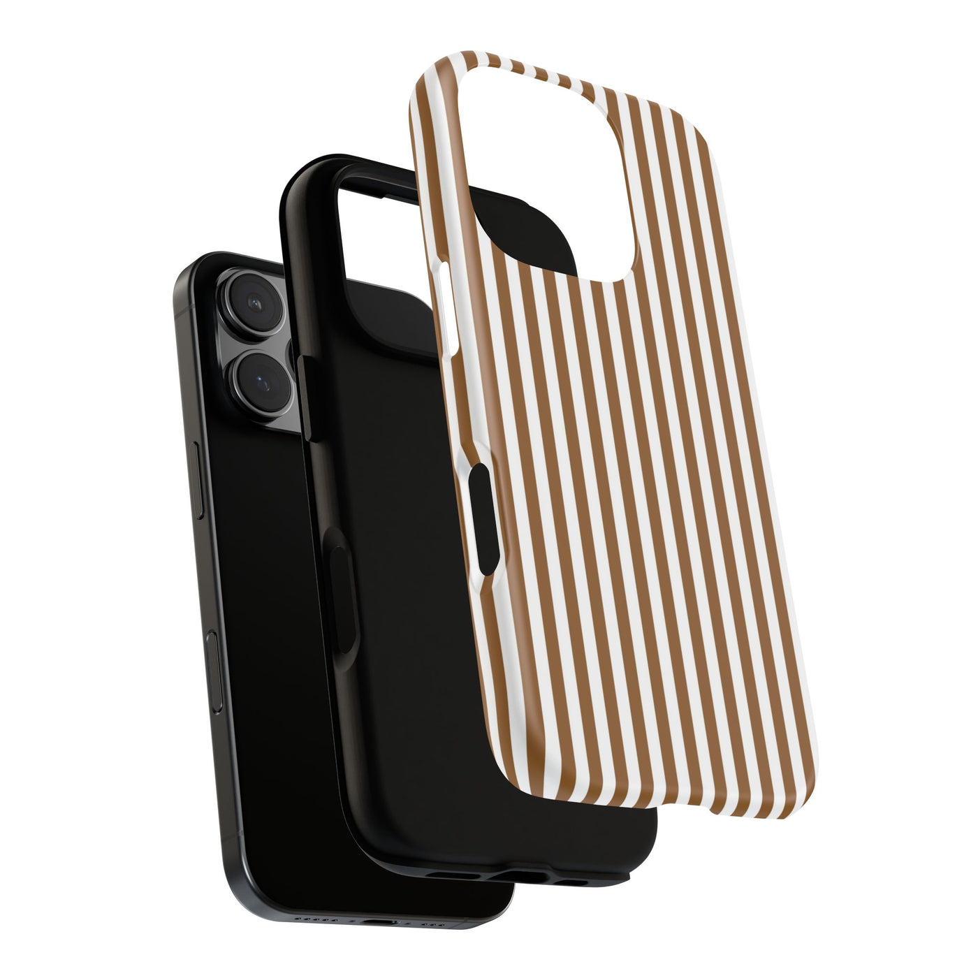 Tough Premium Mocca Brown Stripes Phone Case Gift for Her - For Apple iPhone 16 Pro Max 16e iPhone 15 Pro iPhone Iphone 14 Plus 13 Pro 12 SE XR - Studio40ParkLane
