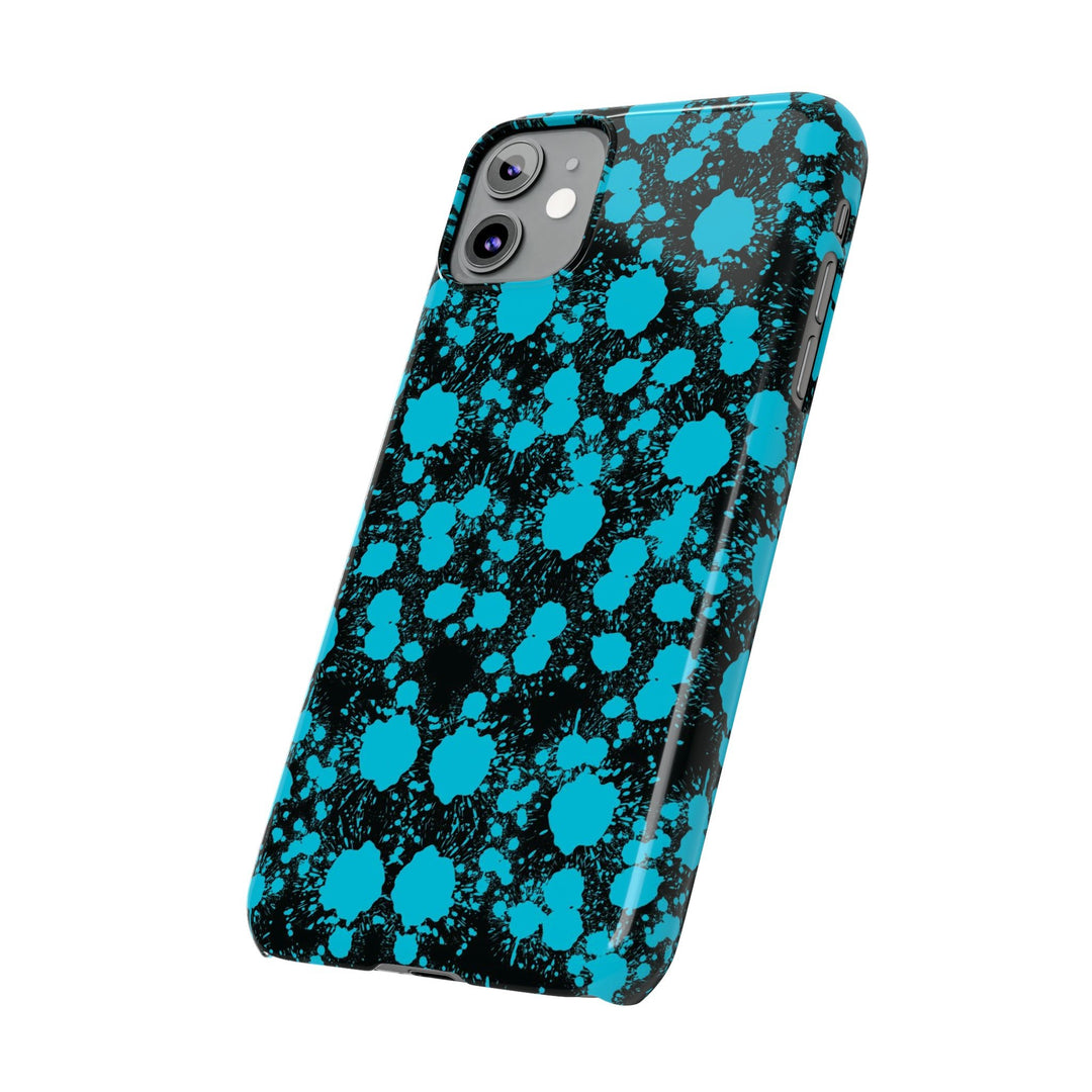 Slim Cute Phone Cases for Iphone - | iPhone 15 Case | iPhone 15 Pro Max Case, Iphone 14 Case, Iphone 14 Pro Max, Iphone 13, Blue Paint Blots Splash - Studio40ParkLane