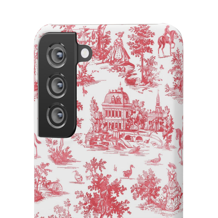 Snap French Toile Personalized Initial Custom Gift for Her Cute Phone Cases for Samsung S24, S23, S22, S21, S20, Plus and Ultra and Iphone, 16, 15, 14, 13, 12, 11. 10 - Studio40ParkLane