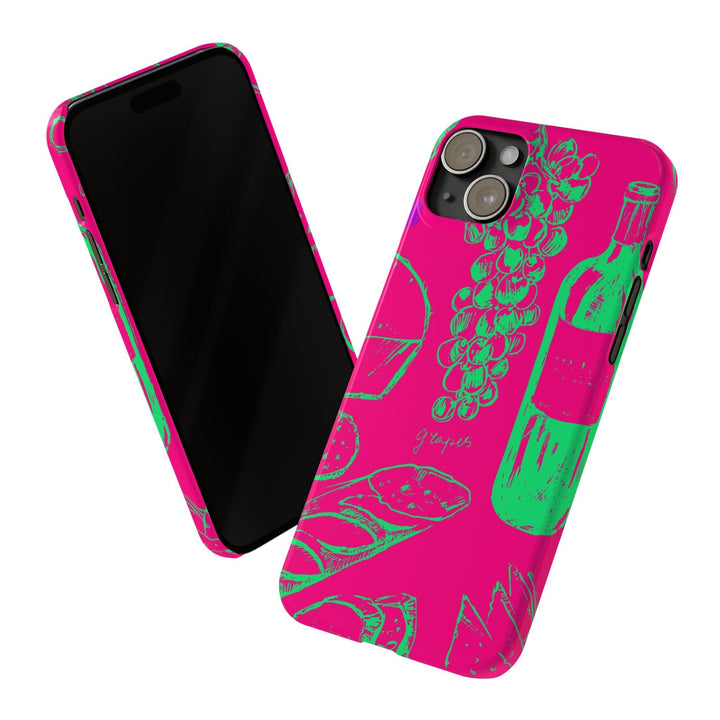 Slim French Food Wine Pink Green Cute Phone Cases for Iphone | iPhone 15 Case | iPhone 15 Pro Max Case, Iphone 14, Iphone 14 Pro Max, Iphone 13, - Studio40ParkLane
