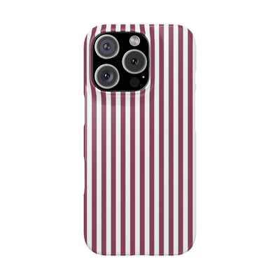 Slim Claret Red Striped Cute Phone Case for Iphone 16 - | iPhone 15 Pro Max Case | iPhone 14 Case Iphone 13 12 11 10 9 8 7 XS X Gift for Her - Studio40ParkLane