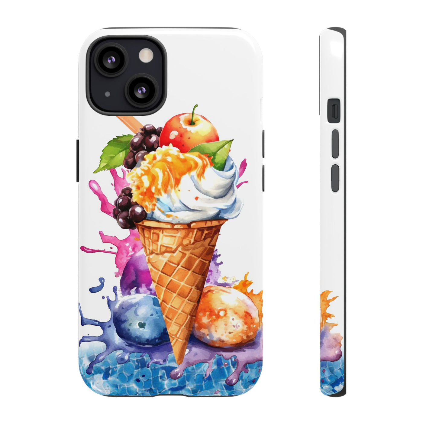 Impact Resistant, Summer Ice Cream Cone, Cute Phone Cases for Samsung S24, S23, S22, S21, IPhone 15 pro Iphone 14 pro Iphone 13 IPhone 12 Iphone 11