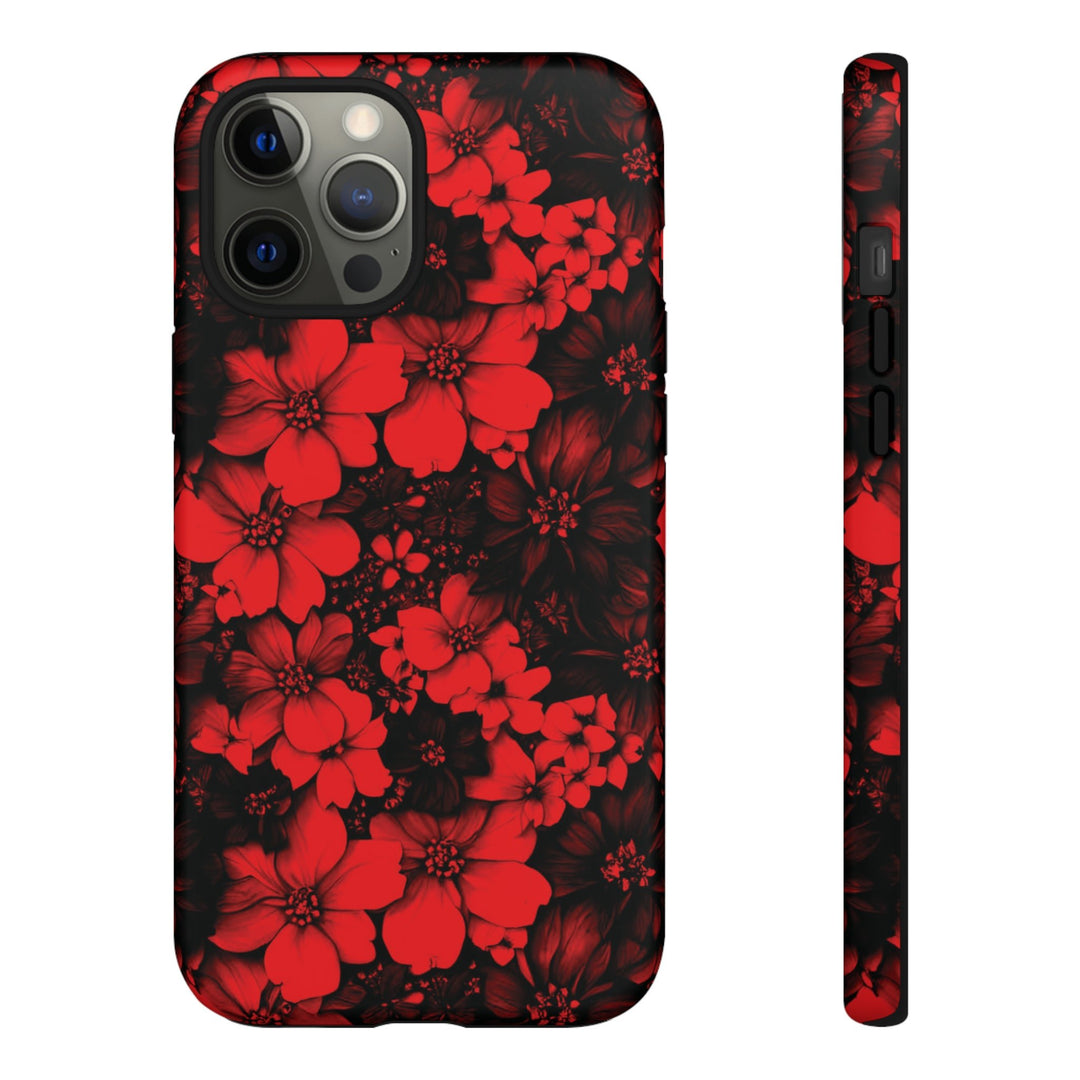 Cute IPhone Case | Red Black Flowers, iPhone 15 Case | iPhone 15 Pro Case, Iphone 14 Case, Iphone 14 Pro Max Case, Protective Iphone Case - Studio40ParkLane