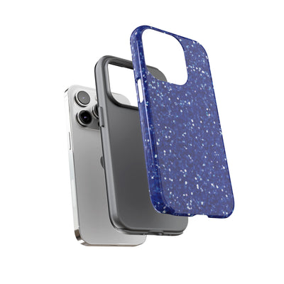 Chic Blue Faux Play on Glitter Effect Cute Phone Case, for IPhone 16 pro Max | Iphone 15, Iphone 14, IPhone 13 Case, 11 8 7, Samsung Galaxy S24, S23, S22, S21, 2 Layer Protection