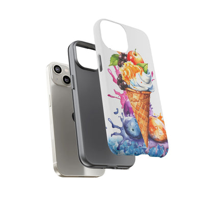 Impact Resistant, Summer Ice Cream Cone, Cute Phone Cases for Samsung S24, S23, S22, S21, IPhone 15 pro Iphone 14 pro Iphone 13 IPhone 12 Iphone 11