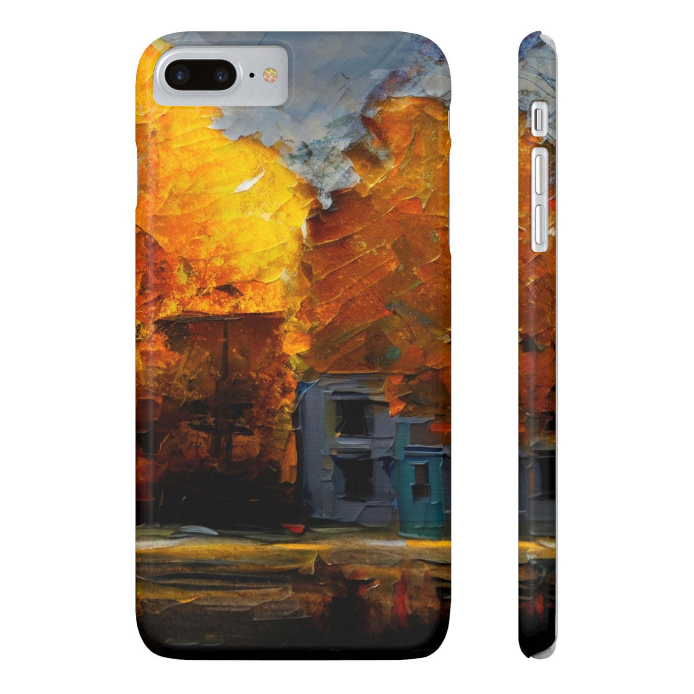 Slim Cute Phone Cases for Iphone - | iPhone 15 Case | iPhone 15 Pro Max Case, Iphone 14 Case, Iphone 14 Pro Max, Iphone 13, Fall Leaves Oil Paint Effect