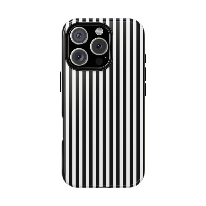 Tough Premium Black White Stripes Phone Case Gift for Her - For Apple iPhone 16 Pro Max 16e iPhone 15 Pro iPhone Iphone 14 Plus 13 Pro 12 SE XR - Studio40ParkLane