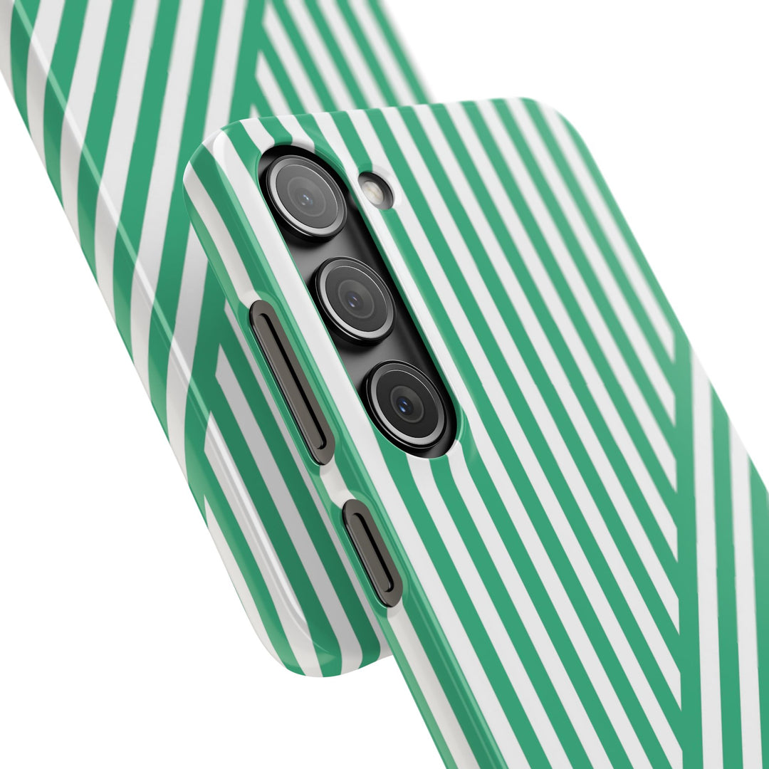 Aesthetic Emerald Stripes Cute Phone Case Sleek Snap - For iPhone 17 Pro Max iPhone 16 Pro iPhone 15 Iphone 14 Plus 13 Pro 12 11 10 Gift