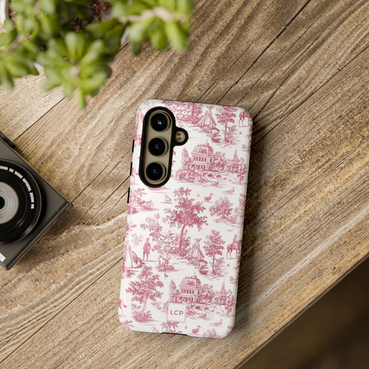 Personalized Custom French Toile Tough Cute Phone Case For Apple iPhone 18, 17, 16, 15 14, Pro Max, Samsung Galaxy S26, S25, S24 Plus Ultra