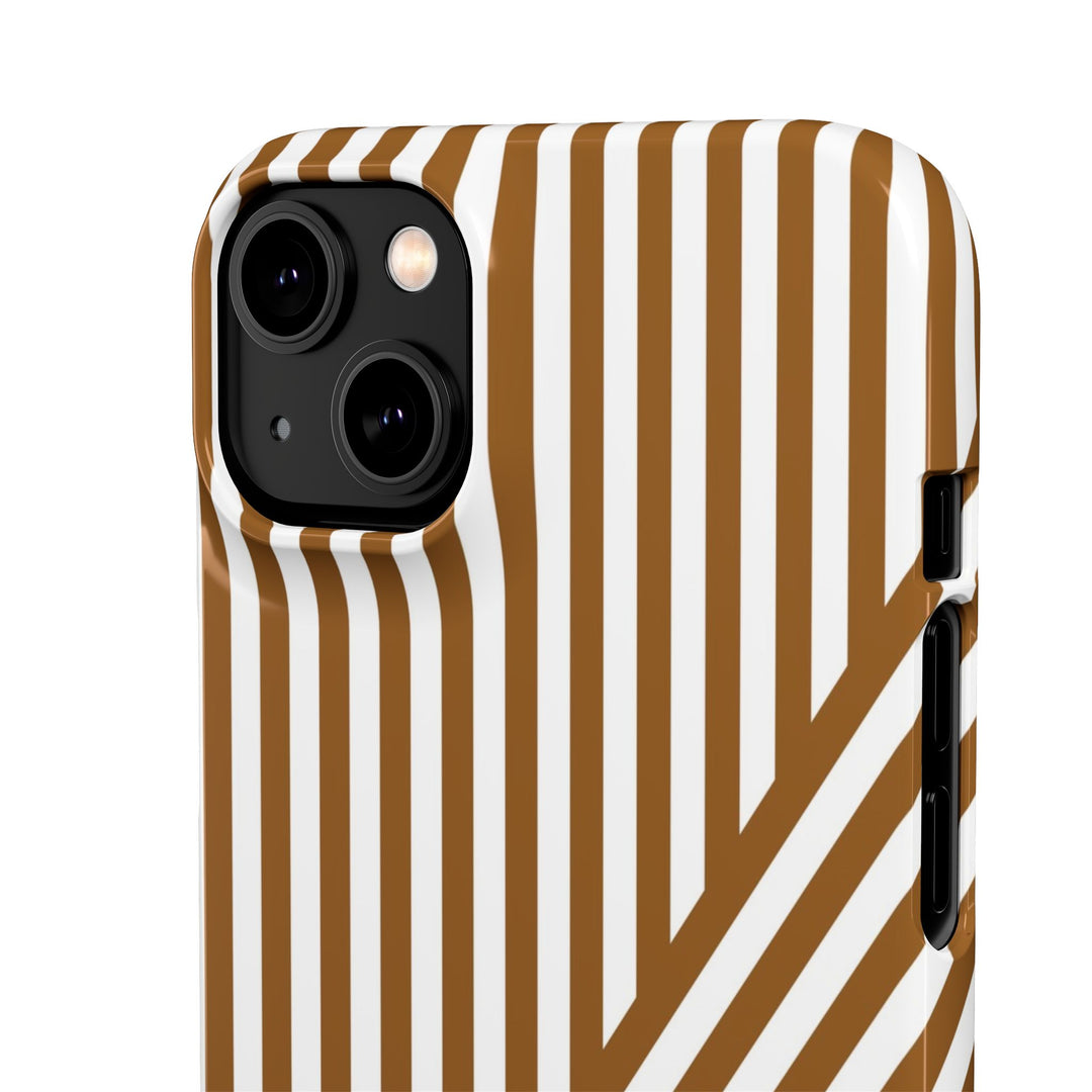 Aesthetic Mocha Brown Stripes Cute Phone Case Sleek Snap - For iPhone 17 Pro Max iPhone 16 Pro iPhone 15 Iphone 14 Plus 13 Pro 12 11 10 Gift - Studio40ParkLane