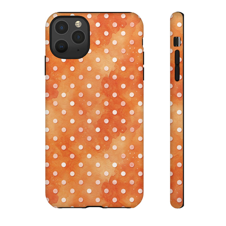 Aesthetic Tough Orange Polka Dots Watercolor Phone Case - For iPhone 17 Pro Max iPhone 16 Pro iPhone 15 Iphone 14 Plus 13 Pro 12 11 10 XR - Studio40ParkLane