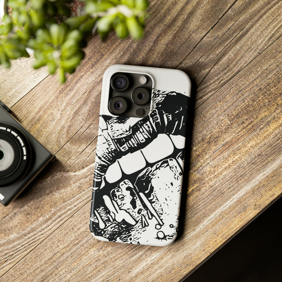 Slim Cute Phone Cases for Iphone - | iPhone 15 Case | iPhone 15 Pro Max Case, Iphone 14 Case, Iphone 14 Pro Max, Iphone 13, Smile Lips Black and White - Studio40ParkLane