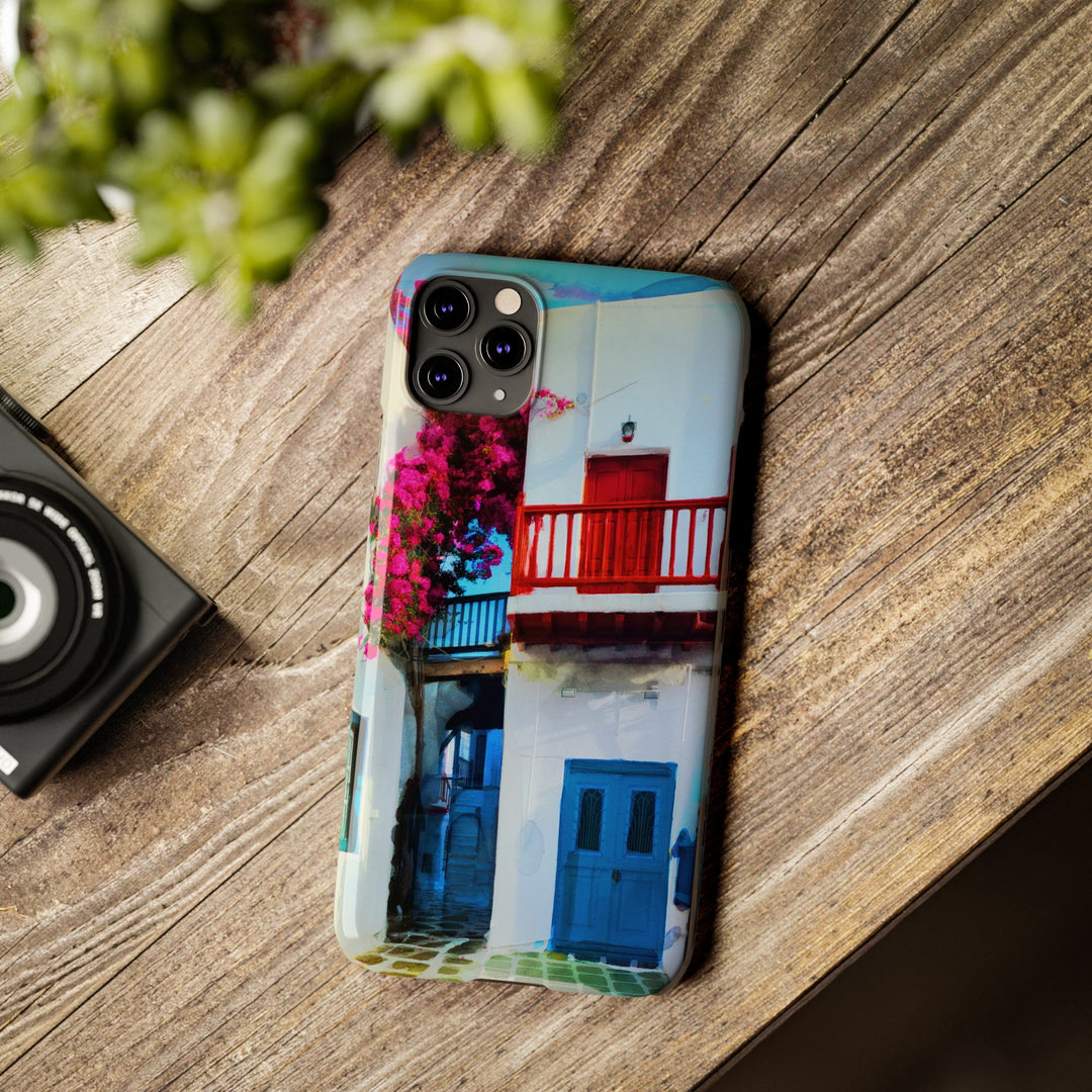 Slim Cute Phone Cases for Iphone | iPhone 15 Case | iPhone 15 Pro Max Case, Iphone 14, Iphone 14 Pro Max, Iphone 13, Colorful Greek Alley Watercolor - Studio40ParkLane
