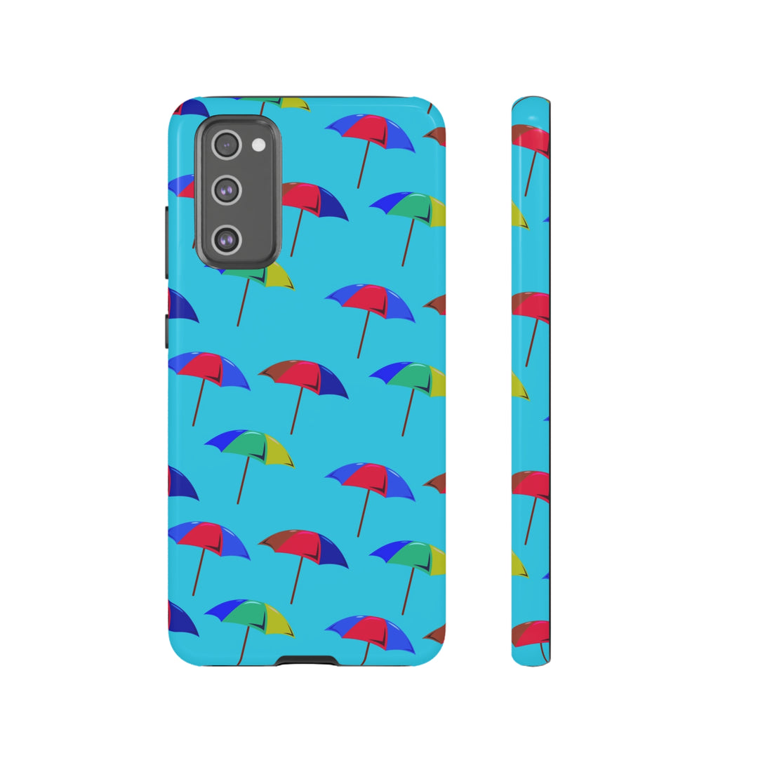 Cute Samsung Phone Case | Aesthetic Samsung Phone Case | Galaxy S23, S22, S21, S20 | Colorful Beach Parasols Blue, Protective Phone Case - Studio40ParkLane