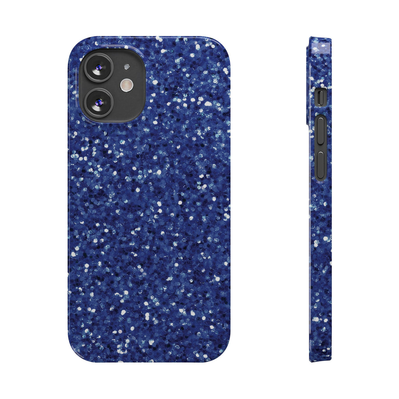 Slim Blue Muted Faux Play on Glitter Effect Cute Phone Cases for Iphone 16 Pro Max | iPhone 15 Case | iPhone 15 Pro Max Case, Iphone 14, Iphone 14 Pro Max, Iphone 13 12 11 8 7