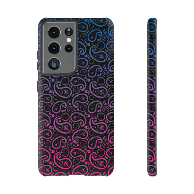 Cool Phone Case | Aesthetic Phone Case | Paisley Blue Pink Black | For Samsung Galaxy S23, S22, S21, S20 | Luxury Double Layer | Cute