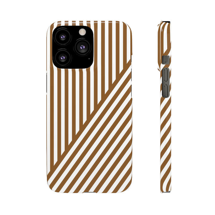 Aesthetic Mocha Brown Stripes Cute Phone Case Sleek Snap - For iPhone 17 Pro Max iPhone 16 Pro iPhone 15 Iphone 14 Plus 13 Pro 12 11 10 Gift - Studio40ParkLane