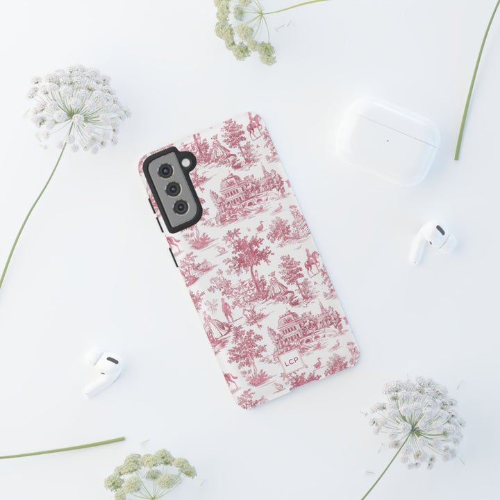 Personalized Custom French Toile Tough Cute Phone Case For Apple iPhone 18, 17, 16, 15 14, Pro Max, Samsung Galaxy S26, S25, S24 Plus Ultra