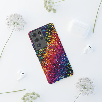 Faux Chic Play on Glitter Effect Cute Phone Case, for IPhone 16 pro Max | Iphone 15, Iphone 14, IPhone 13 Case, 11 8 7, Samsung Galaxy S24, S23, S22, S21, 2 Layer Protection