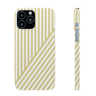 Aesthetic Yellow Beige Stripes Cute Phone Case Sleek Snap - For iPhone 17 Pro Max iPhone 16 Pro iPhone 15 Iphone 14 Plus 13 Pro 12 11 10 Gift