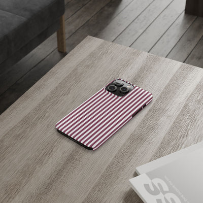 Slim Claret Red Striped Cute Phone Case for Iphone 16 - | iPhone 15 Pro Max Case | iPhone 14 Case Iphone 13 12 11 10 9 8 7 XS X Gift for Her - Studio40ParkLane