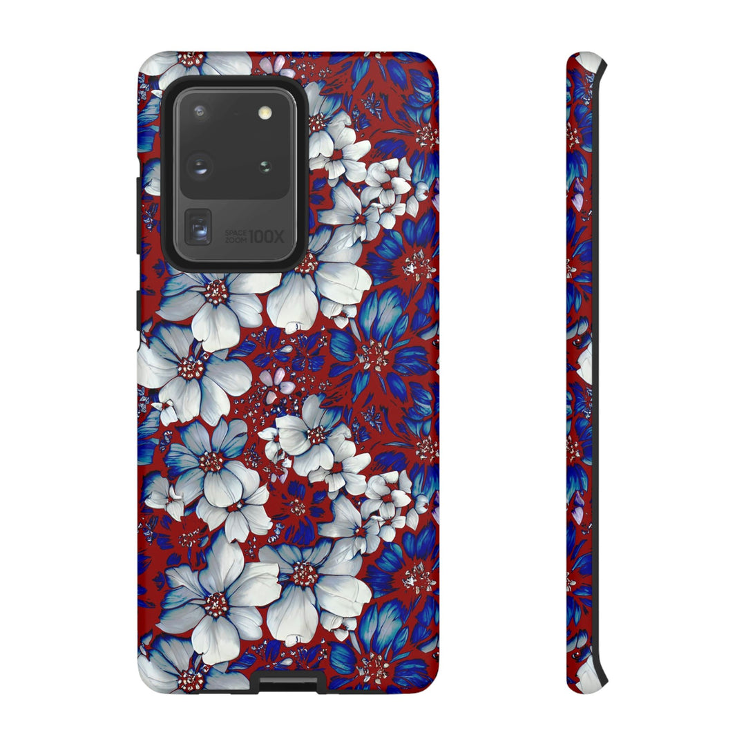 Cute Samsung Phone Case | Aesthetic Samsung Phone Case | Galaxy S23, S22, S21, S20 | Red Blue Flowers, Protective Phone Case - Studio40ParkLane
