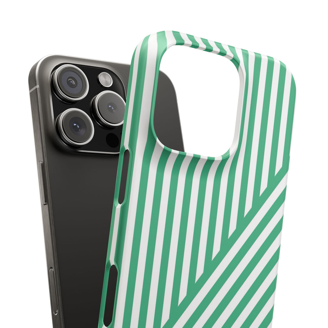 Aesthetic Emerald Stripes Cute Phone Case Sleek Snap - For iPhone 17 Pro Max iPhone 16 Pro iPhone 15 Iphone 14 Plus 13 Pro 12 11 10 Gift