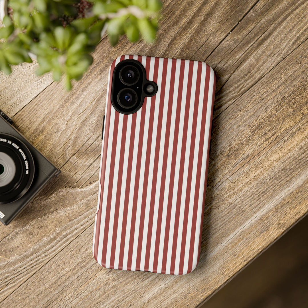Tough Premium Red Stripes Phone Case Gift for Her - For Apple iPhone 16 Pro Max 16e iPhone 15 Pro iPhone Iphone 14 Plus 13 Pro 12 SE XR - Studio40ParkLane