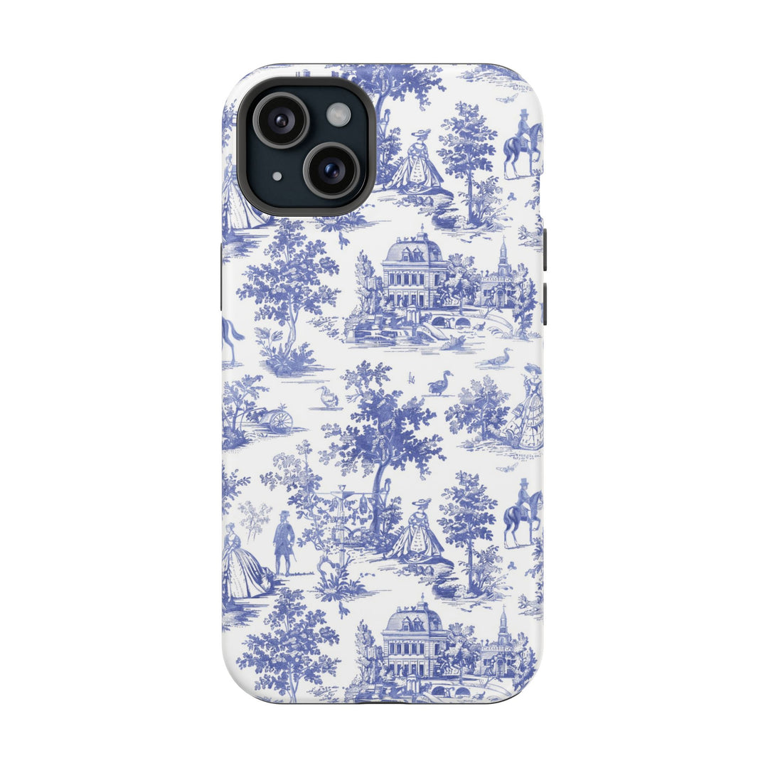 Blue Toile Magnetic Impact-Resistant Cute Phone Case for Iphone 16, iPhone 15 Pro Max Plus 14, 13, 12, 11 Gift for her - Studio40ParkLane