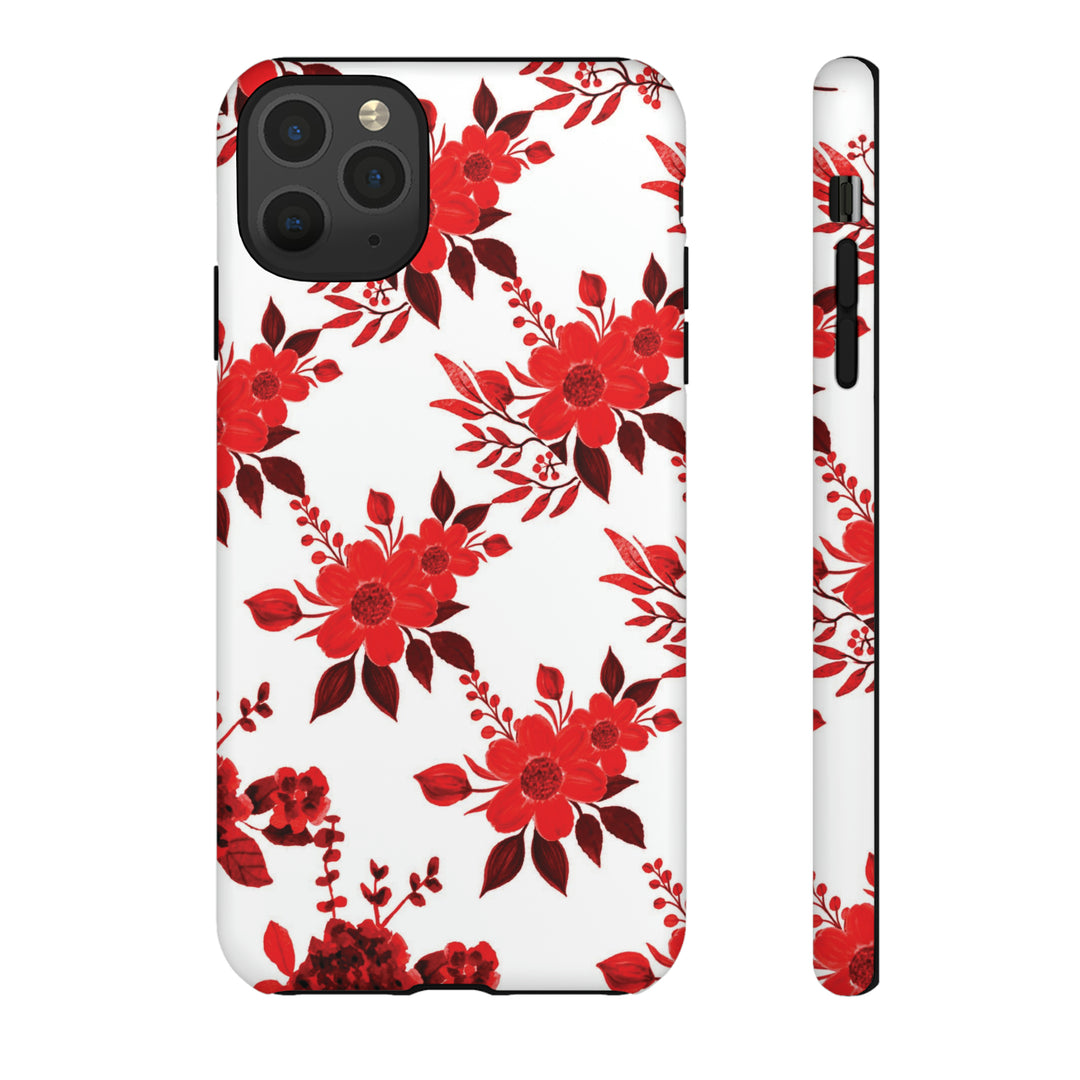 Cute IPhone Case | Red White Flowers, iPhone 15 Case | iPhone 15 Pro Case, Iphone 14 Case, Iphone 14 Pro Max Case, Protective Iphone Case - Studio40ParkLane