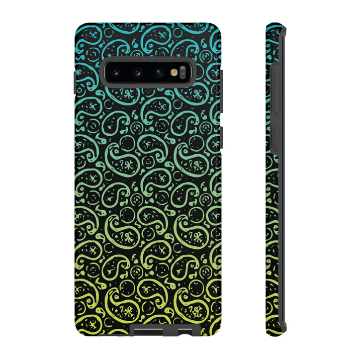 Cute Samsung Phone Case | Aesthetic Samsung Phone Case | Paisley Blue Yellow Black | Galaxy S23, S22, S21, S20 | Luxury Double Layer | Cool - Studio40ParkLane