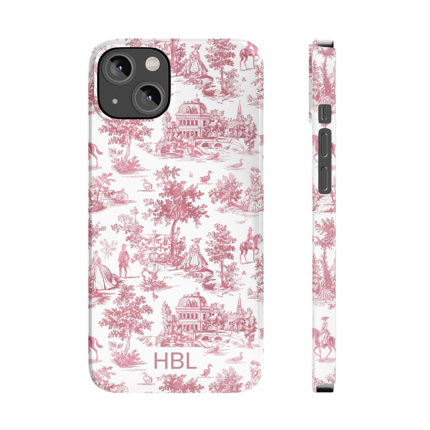 Slim Personalized Slim Pink Vintage French Toile Cute Phone Cases for Iphone 16 Pro Max | iPhone 15 Case | iPhone 15 Pro Max Case, Iphone 14, Iphone 14 Pro Max, Iphone 13 12 11 8 7