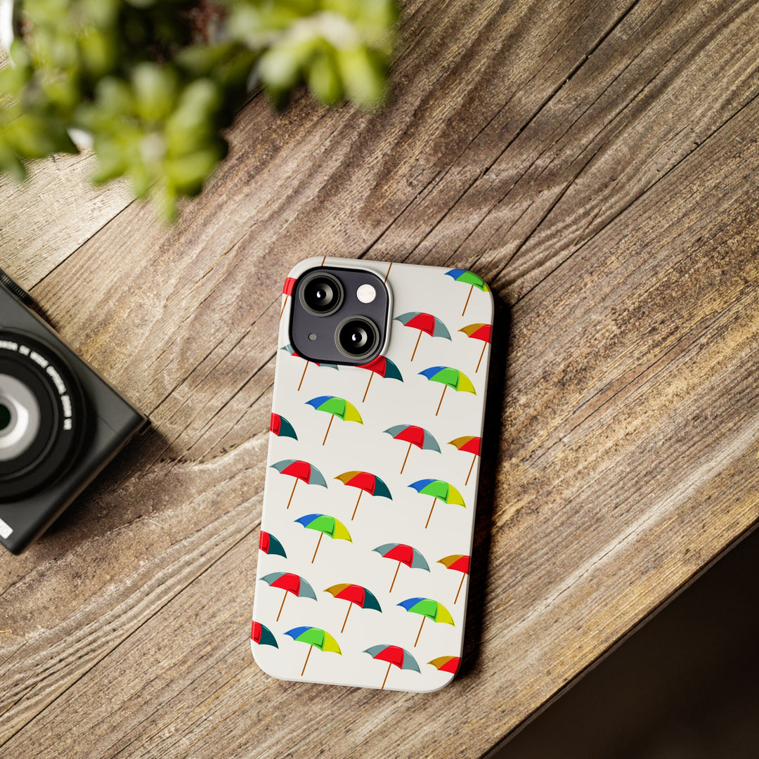 Slim Cute Phone Cases for Iphone - | iPhone 15 Case | iPhone 15 Pro Max Case, Iphone 14 Case, Iphone 14 Pro Max, Iphone 13, Colorful Beach Parasol - Studio40ParkLane