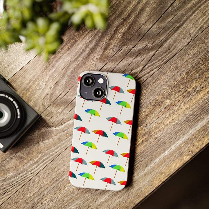 Slim Cute Phone Cases for Iphone - | iPhone 15 Case | iPhone 15 Pro Max Case, Iphone 14 Case, Iphone 14 Pro Max, Iphone 13, Colorful Beach Parasol - Studio40ParkLane