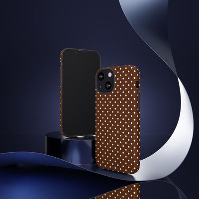 Aesthetic Tough Mocha Brown Polka Dots Premium Phone Case - For iPhone 17 Pro Max iPhone 16 Pro iPhone 15 Iphone 14 Plus 13 Pro 12 11 10 - Studio40ParkLane