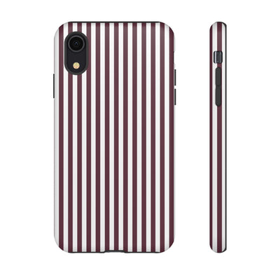 Tough Premium Burgundy Stripes Phone Case Gift for Her - For Apple iPhone 16 Pro Max 16e iPhone 15 Pro iPhone Iphone 14 Plus 13 Pro 12 SE XR - Studio40ParkLane