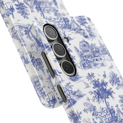 Snap Blue Vintage French Toile Cute Phone Cases for Samsung Galaxy S24, S23, S22, S21, S20, Plus, Ultra, Iphone 16, 15, 14, Pro and Max