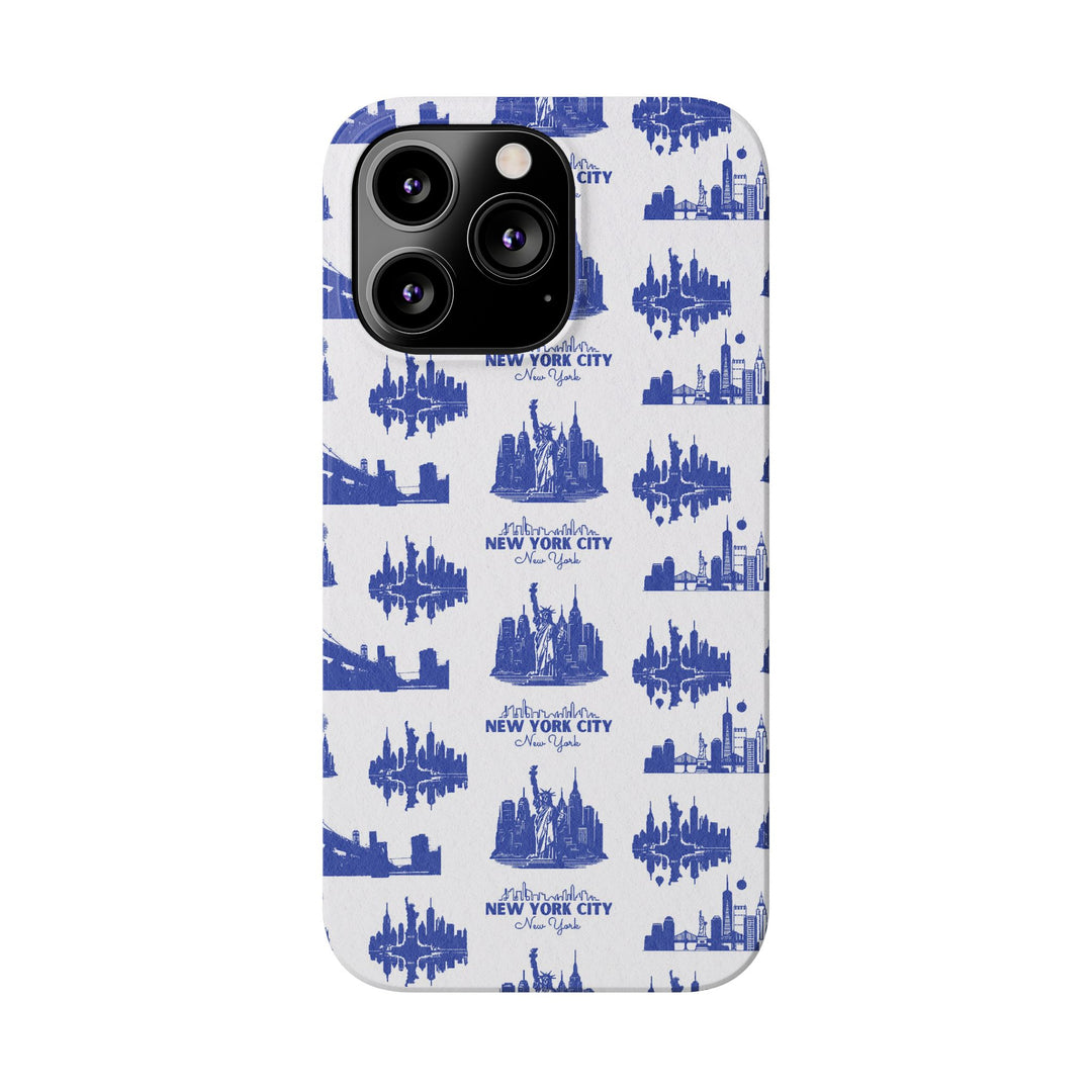 Slim New York Skyline Blue Collage Coquette Gift for Her Cute Phone Cases for Iphone 16 Pro Max | iPhone 15 Case | iPhone 15 Pro Max Case, Iphone 14, Iphone 14 Pro Max, Iphone 13 12 11 8 7 - Studio40ParkLane