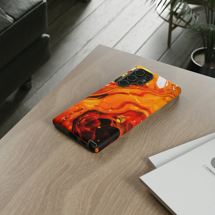 Cute Samsung Phone Cases, Designer Samsung Galaxy S23 Phone Case, Samsung S22 Case, Samsung S21 Case, Samsung S20 Case, Marble Orange Design - Studio40ParkLane