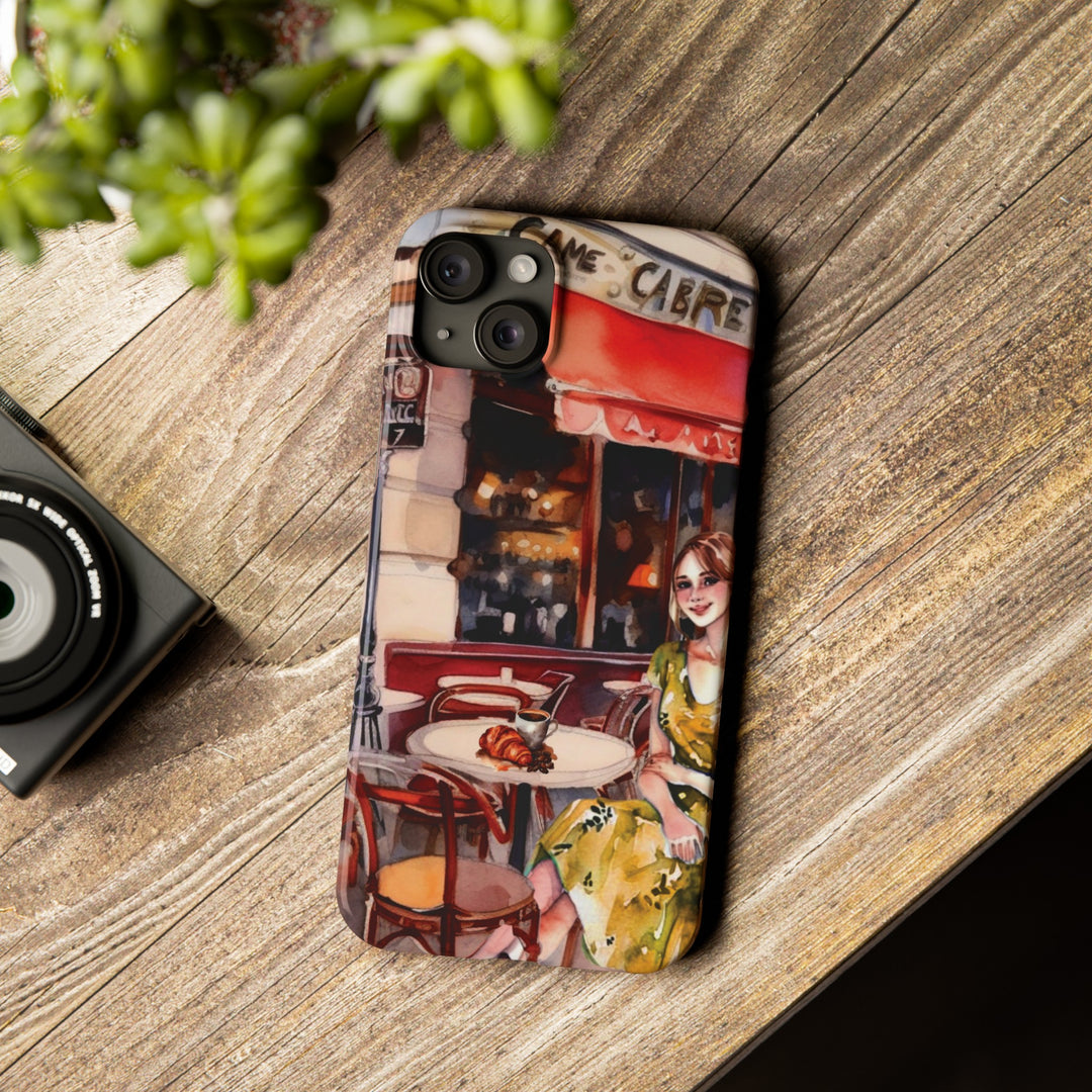 Slim Cute Phone Cases for Iphone - | iPhone 15 Case | iPhone 15 Pro Max Case, Iphone 14 Case, Iphone 14 Pro Max, Iphone 13, Paris Cafe Coffee Croissant - Studio40ParkLane