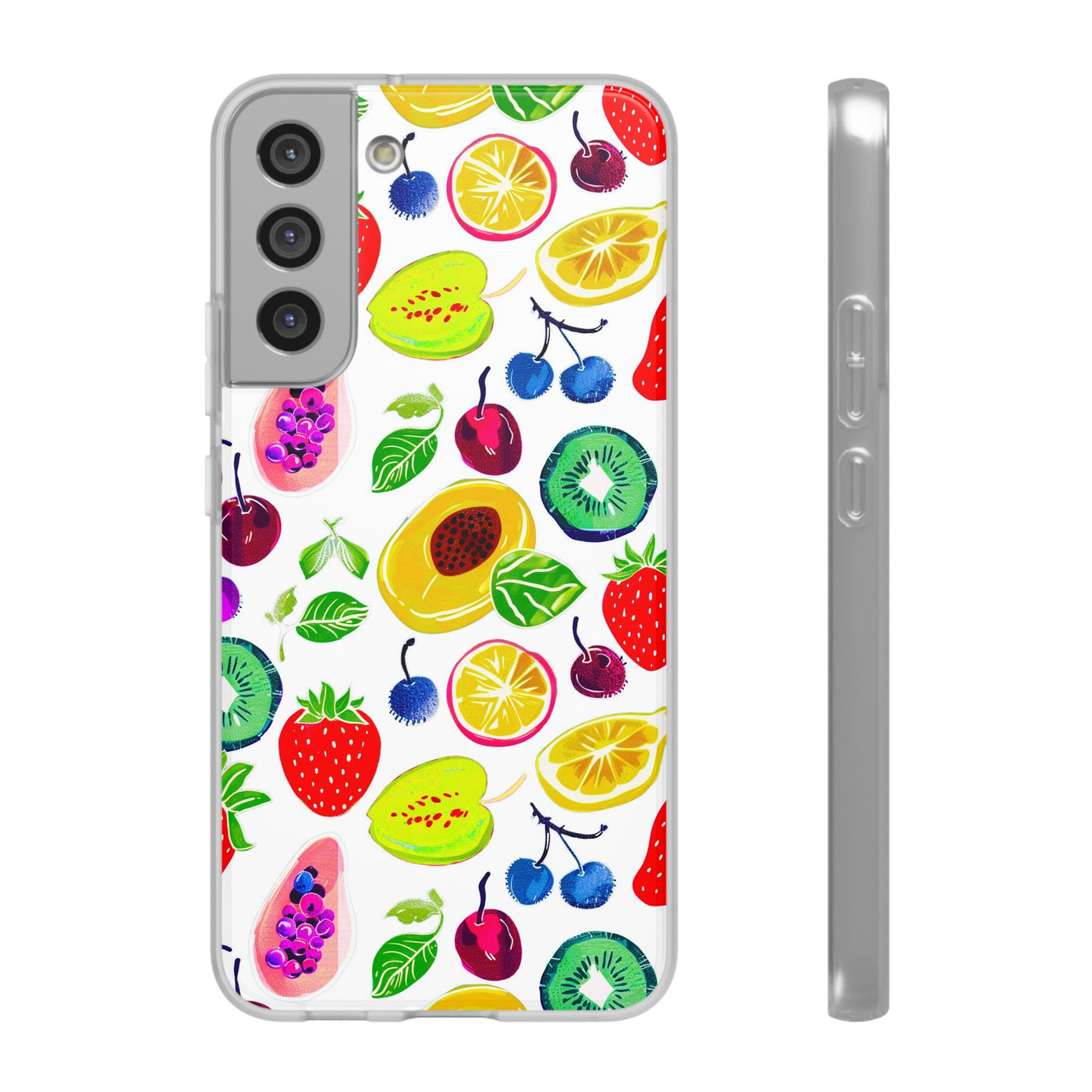 Cute Flexi Phone Cases, Summer Fruit Mix, Compatible with Samsung Galaxy S23, Samsung S22, Samsung S21, Samsung S20, Galaxy S20 Ultra