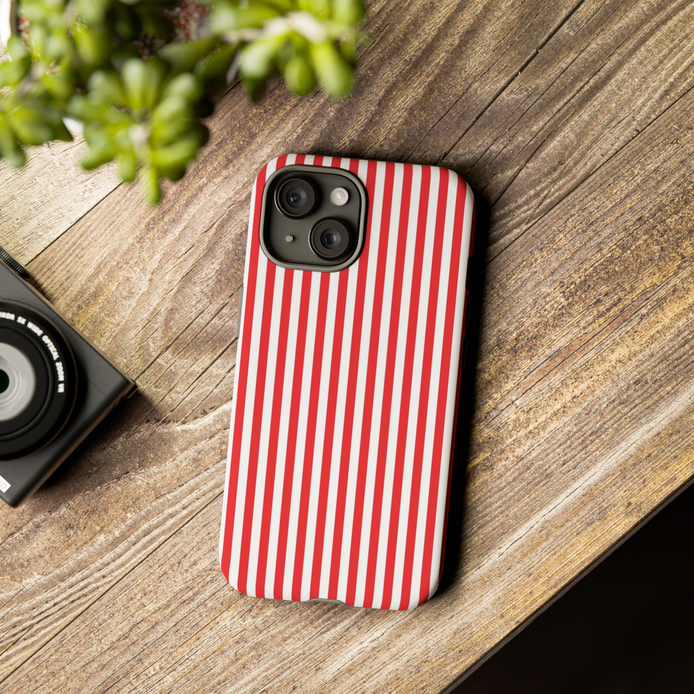 Tough Premium Poppy Red Stripes Phone Case Gift for Her - For Apple iPhone 16 Pro Max 16e iPhone 15 Pro iPhone Iphone 14 Plus 13 Pro 12 SE XR - Studio40ParkLane