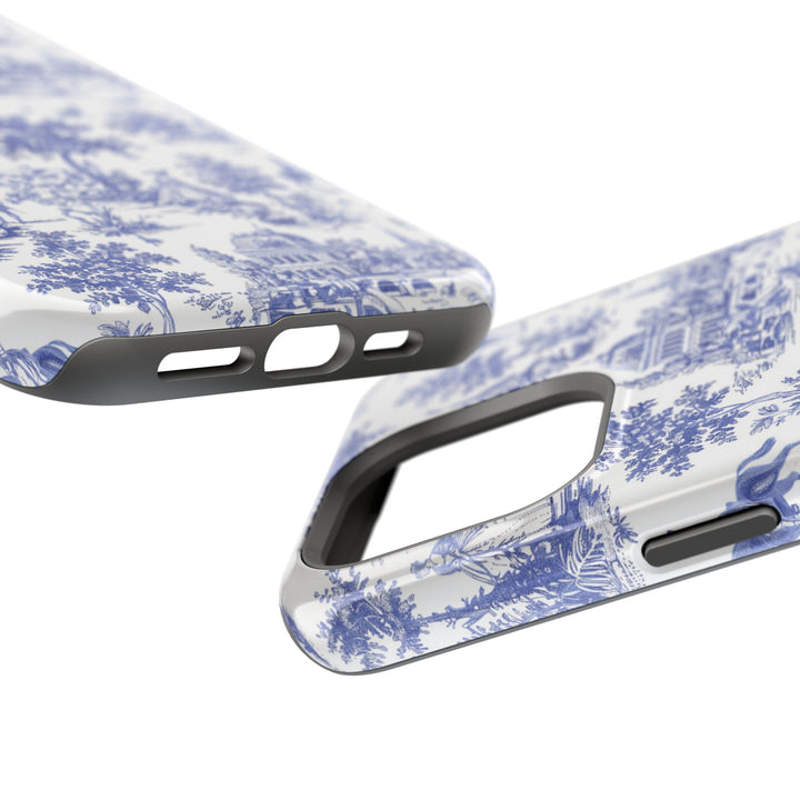 Blue Toile Magnetic Impact-Resistant Cute Phone Case for Iphone 16, iPhone 15 Pro Max Plus 14, 13, 12, 11 Gift for her - Studio40ParkLane